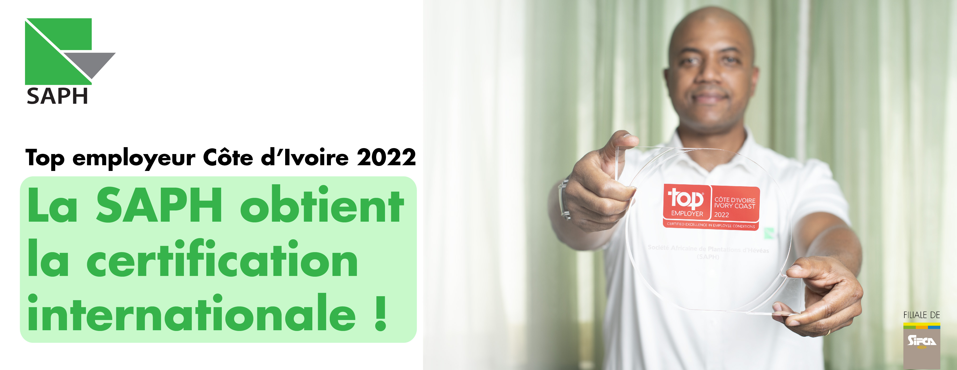 La SAPH décroche la Certification Internationale TOP EMPLOYEUR Côte d’Ivoire 2022
