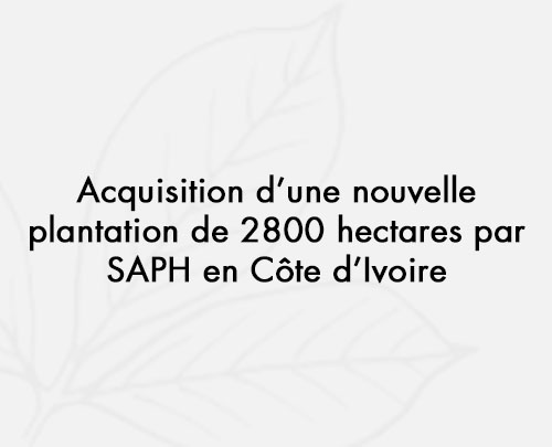 2007: Acquisition d'une nouvelle plantation de 2800 ha par SAPH